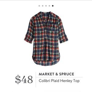 Market and Spruce Colibri Plaid Henley Top